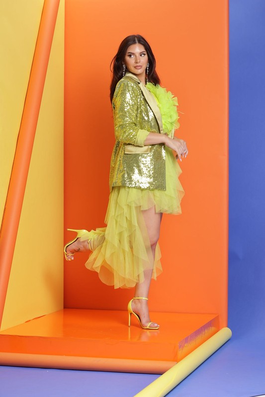 Oversized Sequin Green Jacket